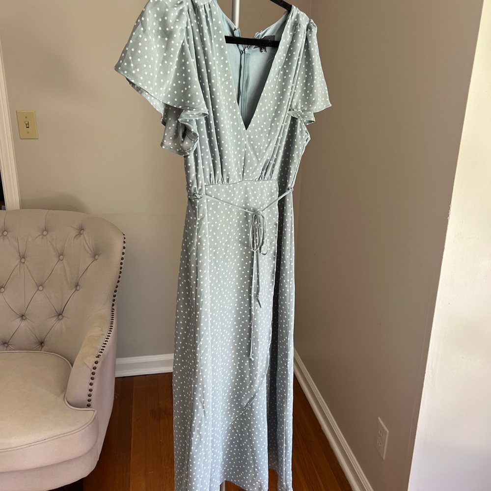 Blue dot midi dress